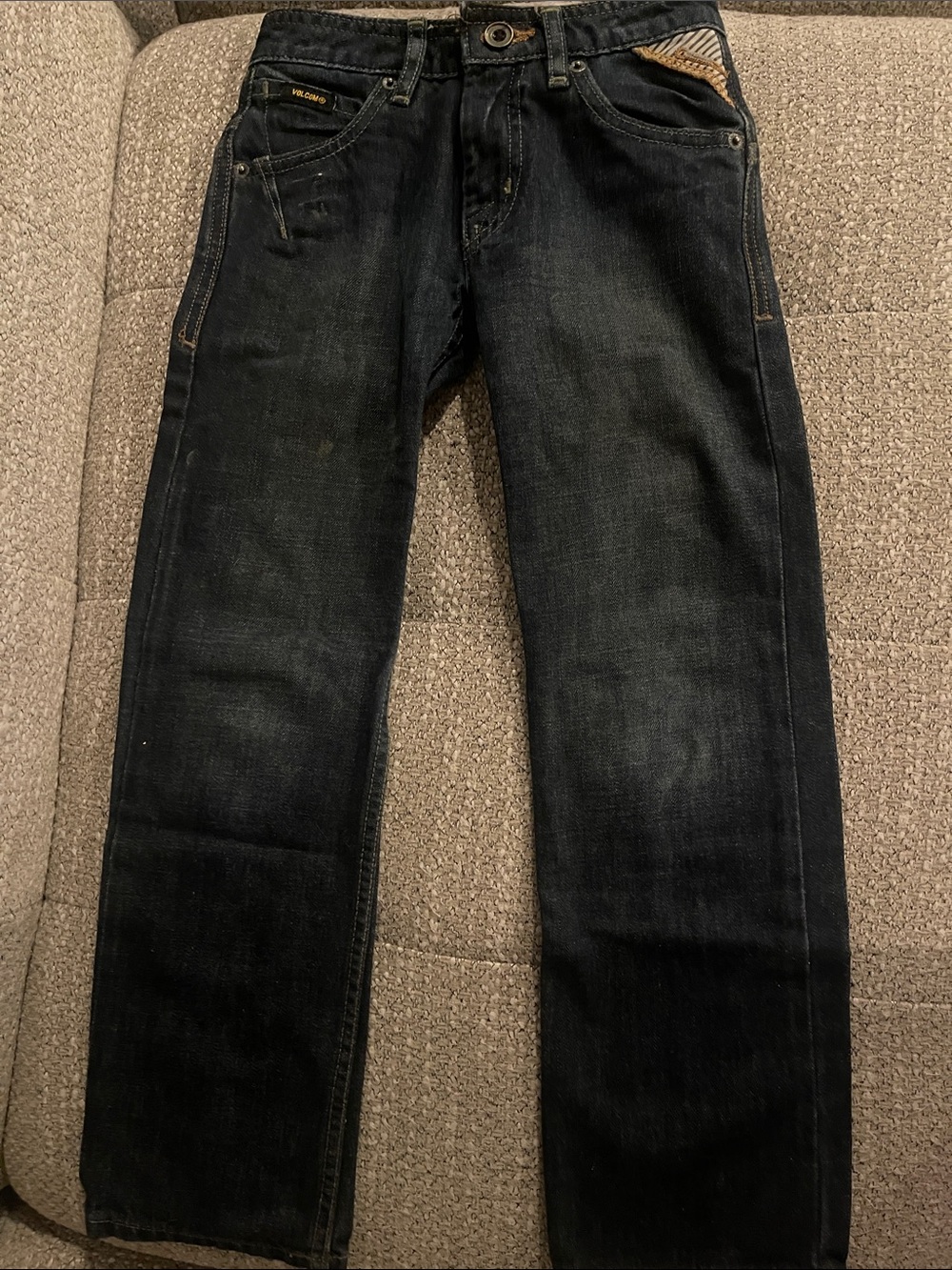 Volcom Kids Dark Indigo Straight Jeans with Contrast Stitching